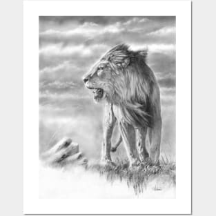 New Horizon - lion pencil drawing Posters and Art